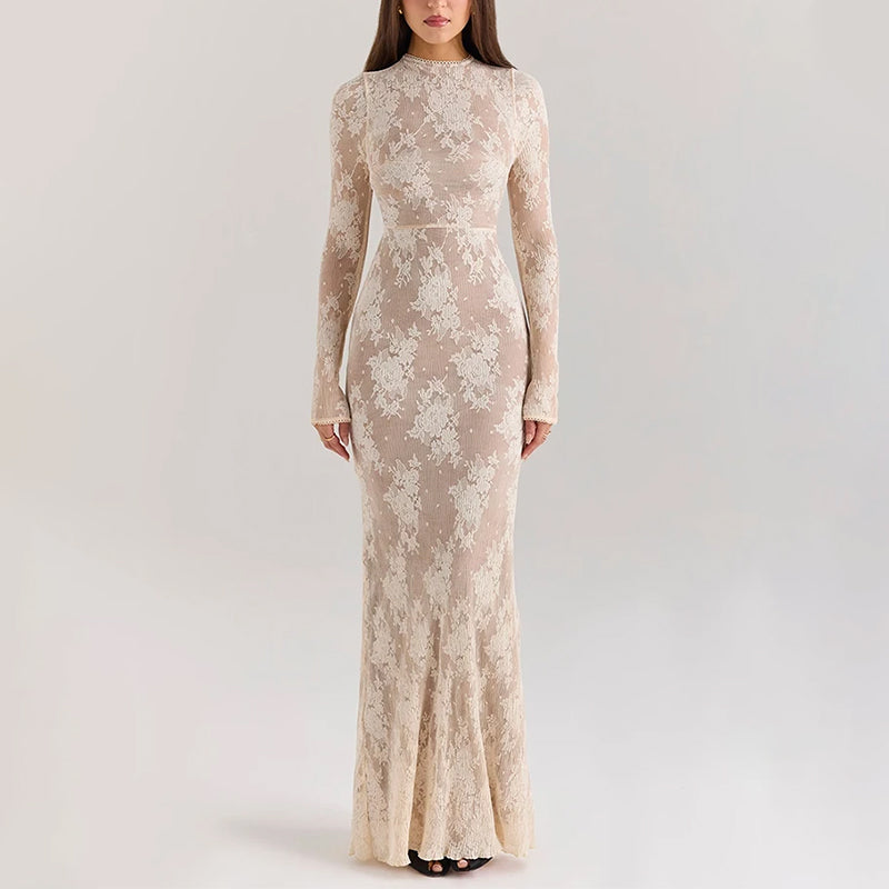 Petty שמלת מקסי תחרה מחטבת