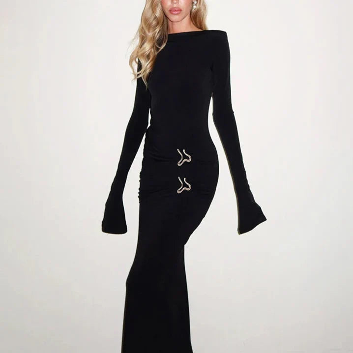 Kimberly שמלת מקסי צמודה עם קפלים