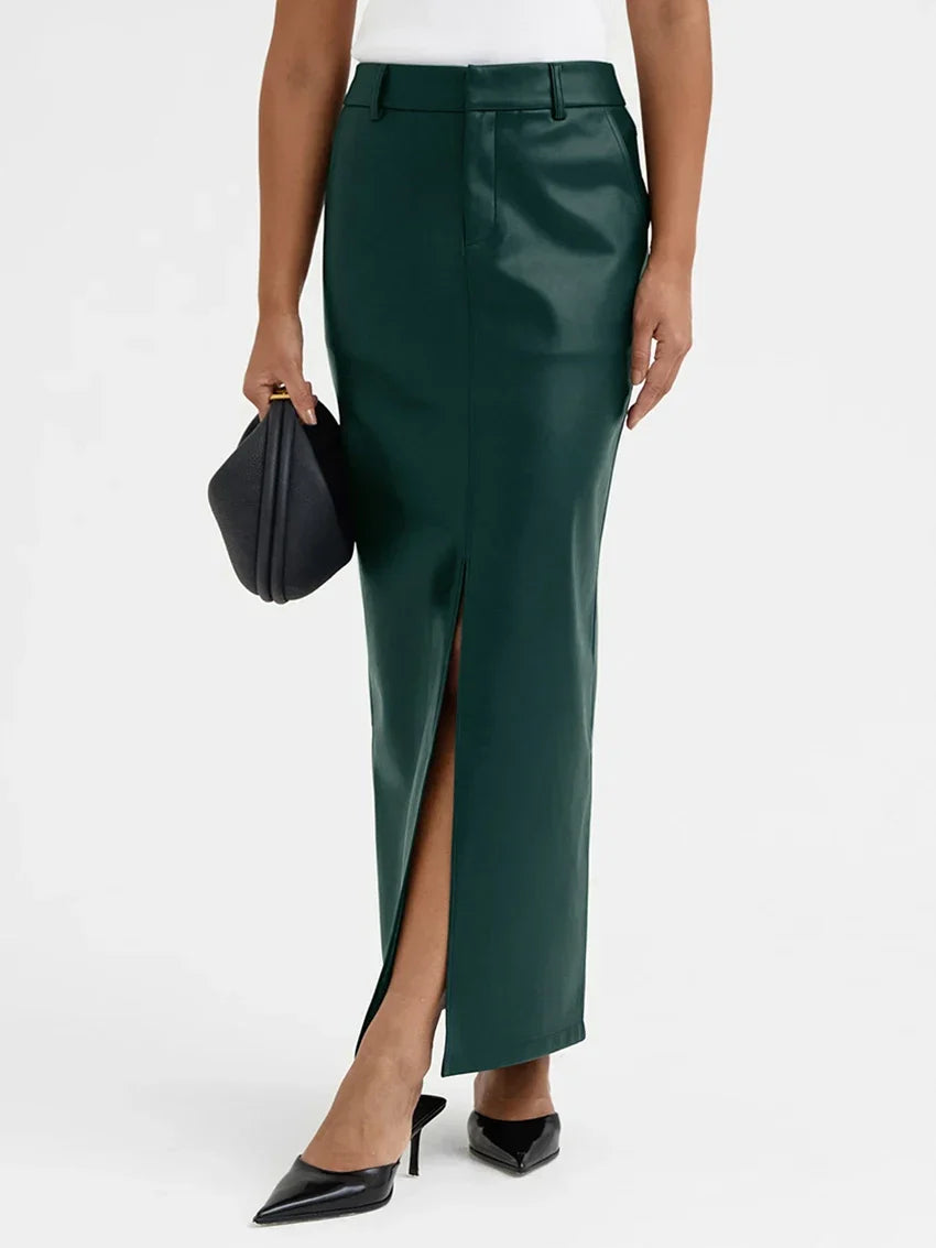 Donvan חצאית ארוכה דמוי עור