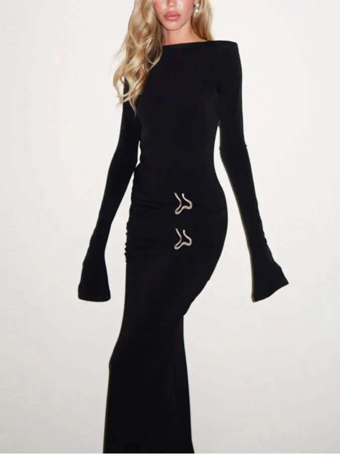 Kimberly שמלת מקסי צמודה עם קפלים