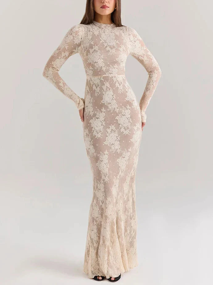 Petty שמלת מקסי תחרה מחטבת